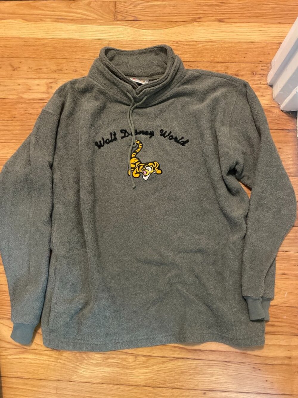 Walt Disney World Gray Fleece Tigger Pullover, Drawstring Cowl Neck